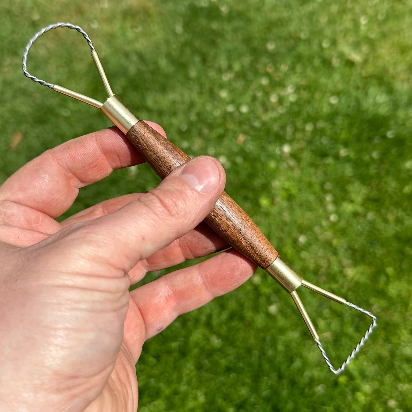 7.75” black walnut dual ended twisted wire rake
