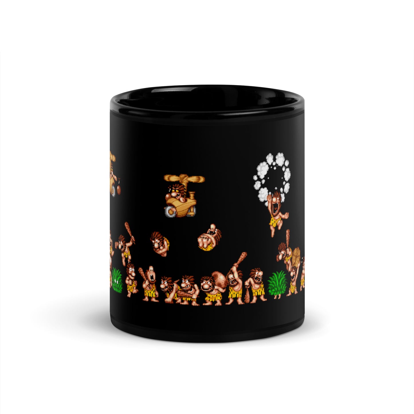 Caveman Melee Black Glossy Mug
