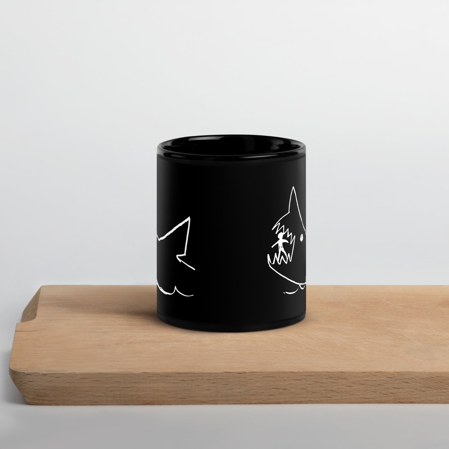 JAWS Inspired Quints Chalkboard Shark Black Glossy Mug
