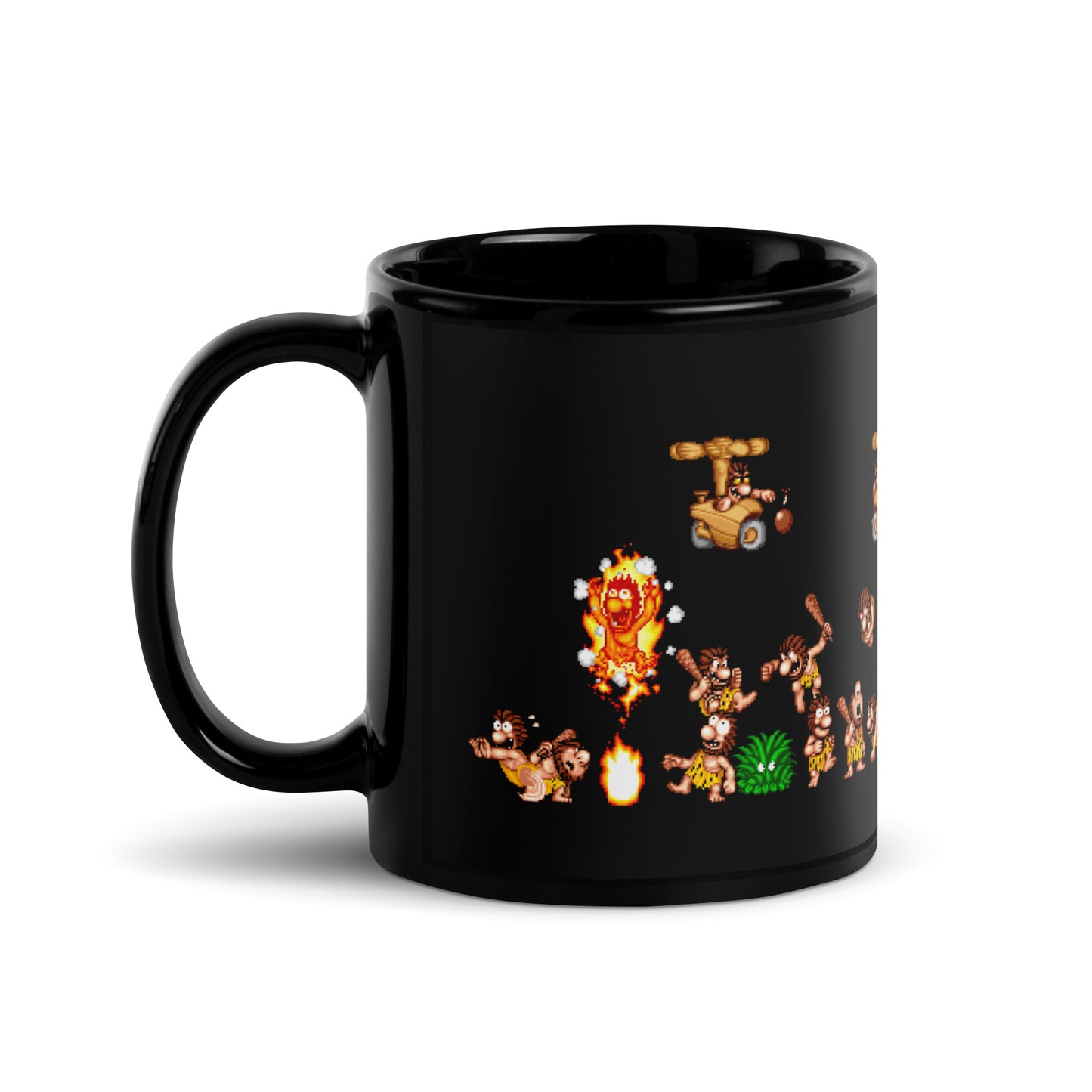 Caveman Melee Black Glossy Mug
