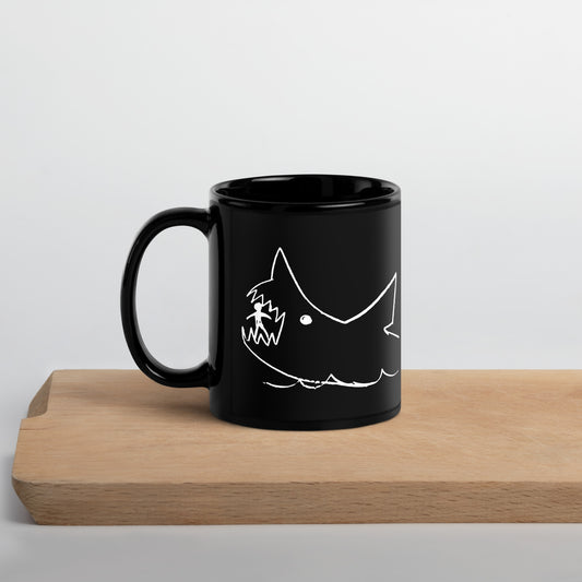 JAWS Inspired Quints Chalkboard Shark Black Glossy Mug