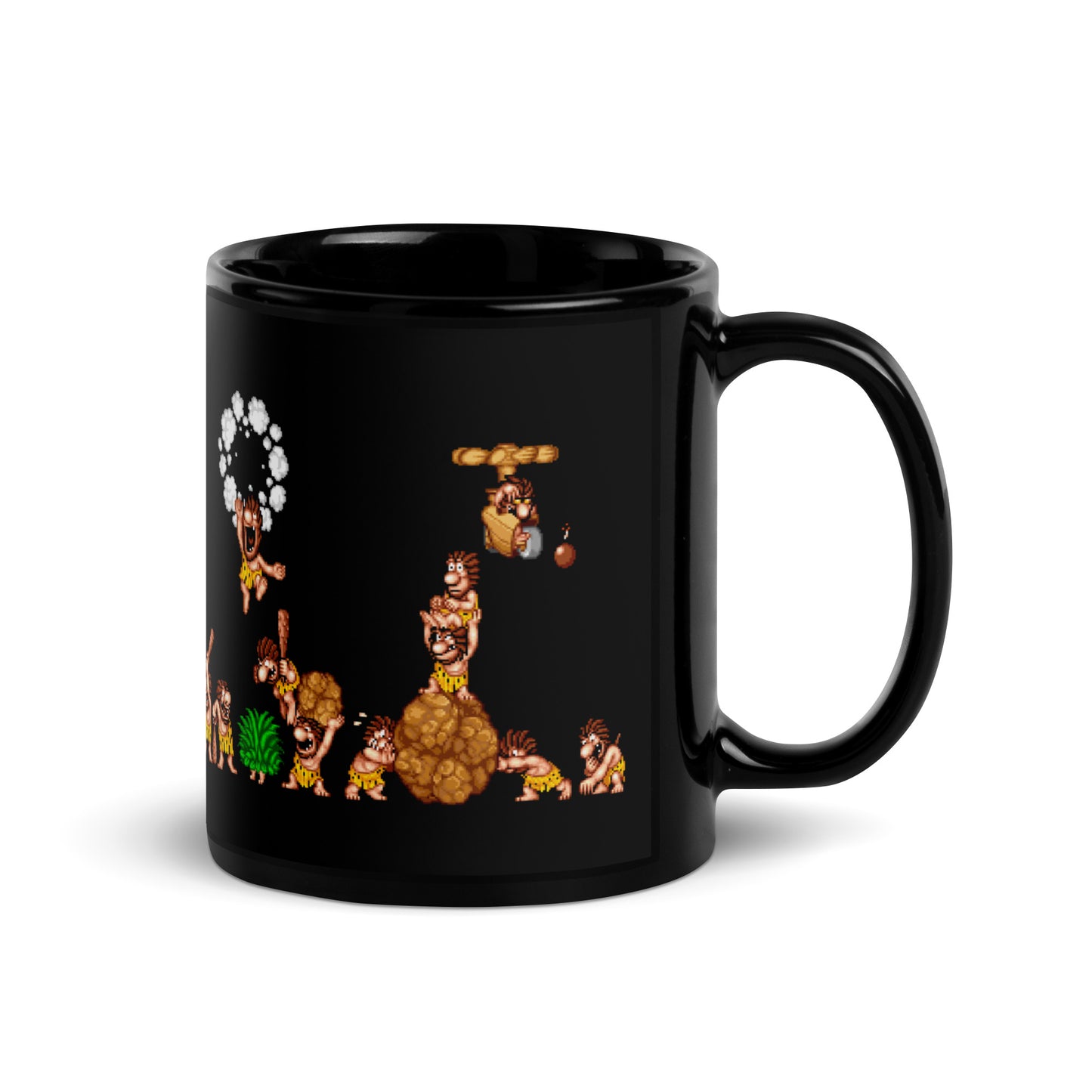 Caveman Melee Black Glossy Mug