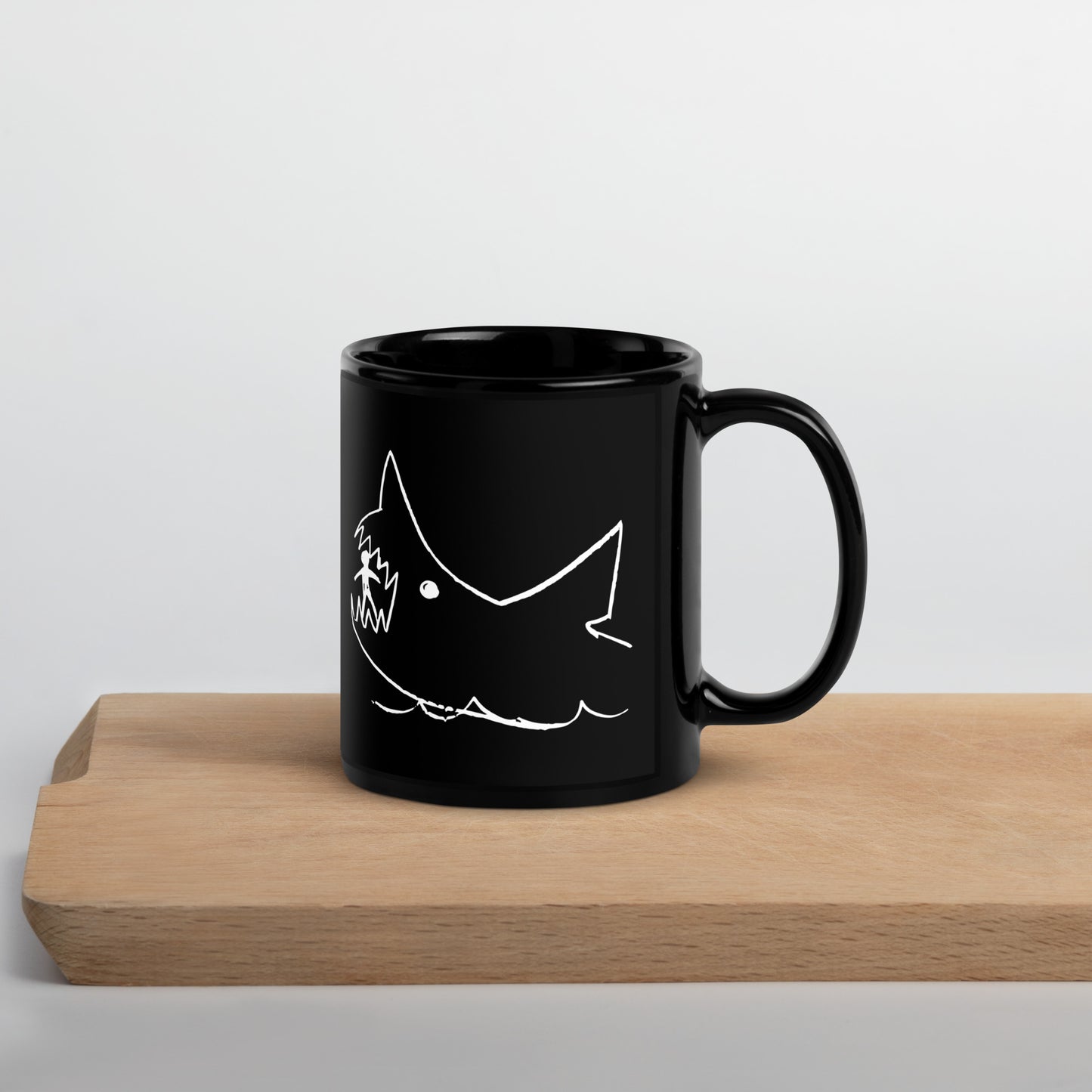 JAWS Inspired Quints Chalkboard Shark Black Glossy Mug