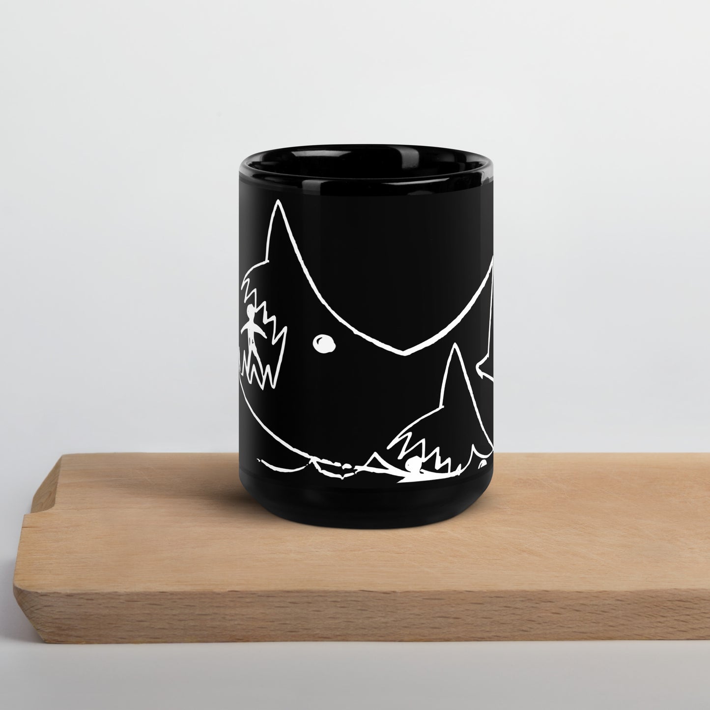 JAWS Inspired Quints Chalkboard Shark Black Glossy Mug