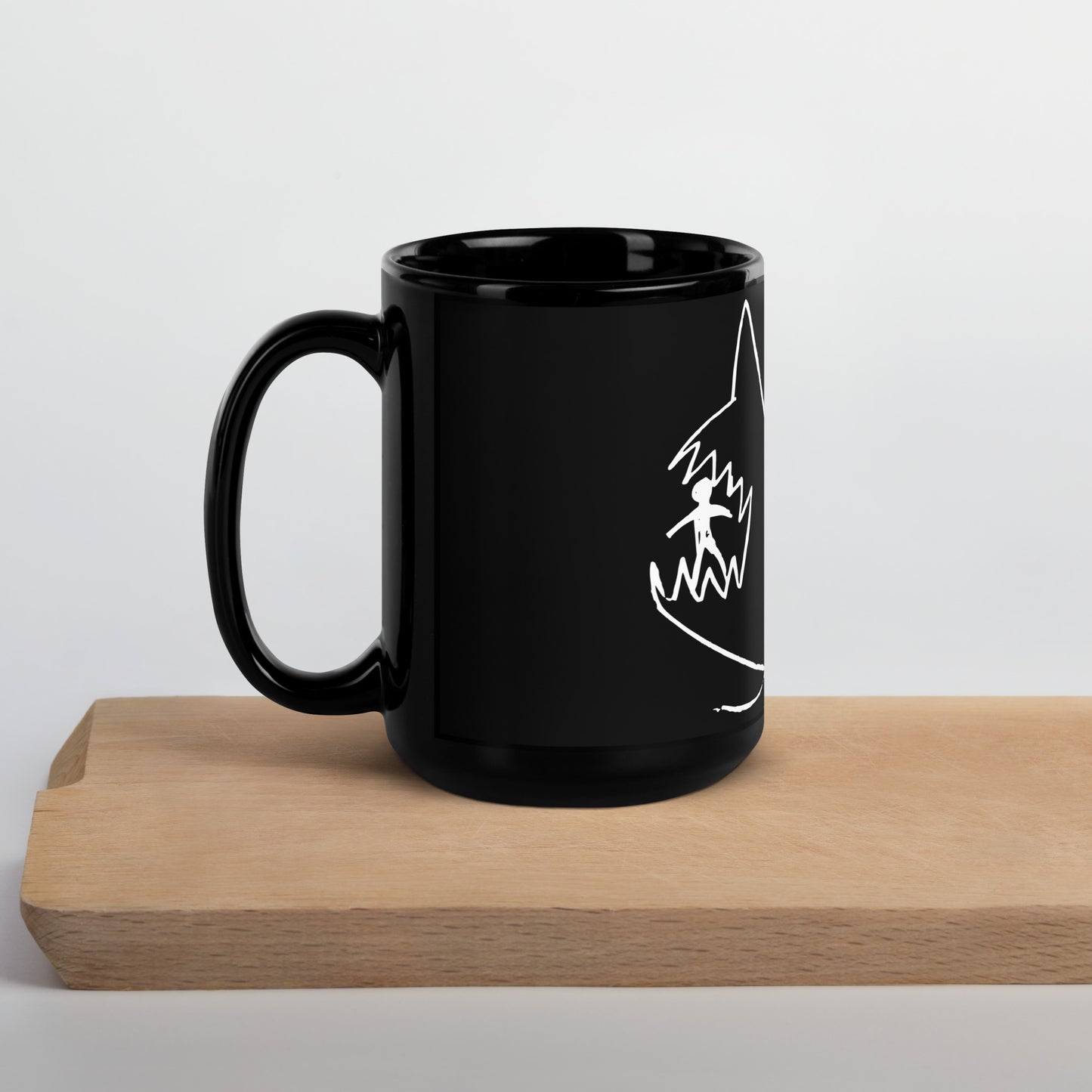 JAWS Inspired Quints Chalkboard Shark Black Glossy Mug