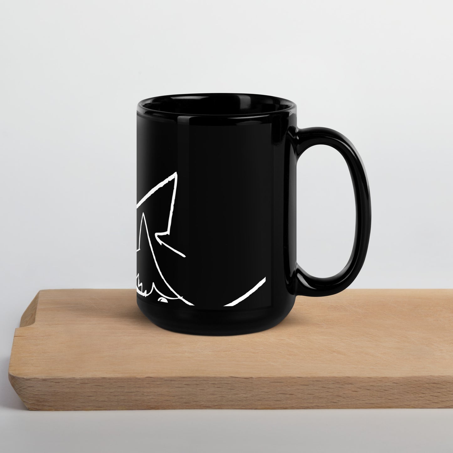 JAWS Inspired Quints Chalkboard Shark Black Glossy Mug
