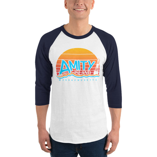 Amity Island JAWS Inspired 3/4 sleeve raglan shirt