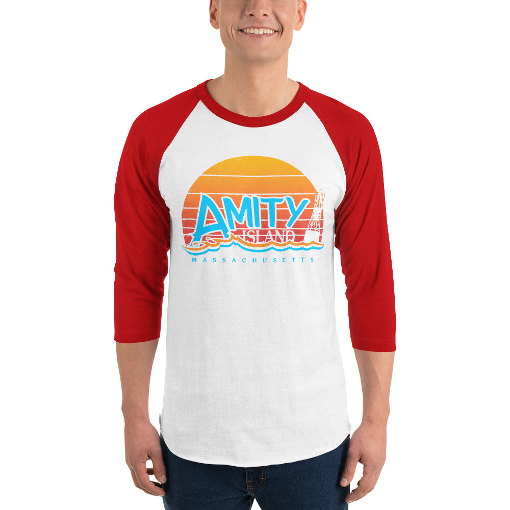 Amity Island JAWS Inspired 3/4 sleeve raglan shirt