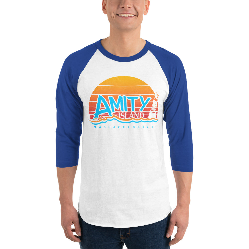 Amity Island JAWS Inspired 3/4 sleeve raglan shirt
