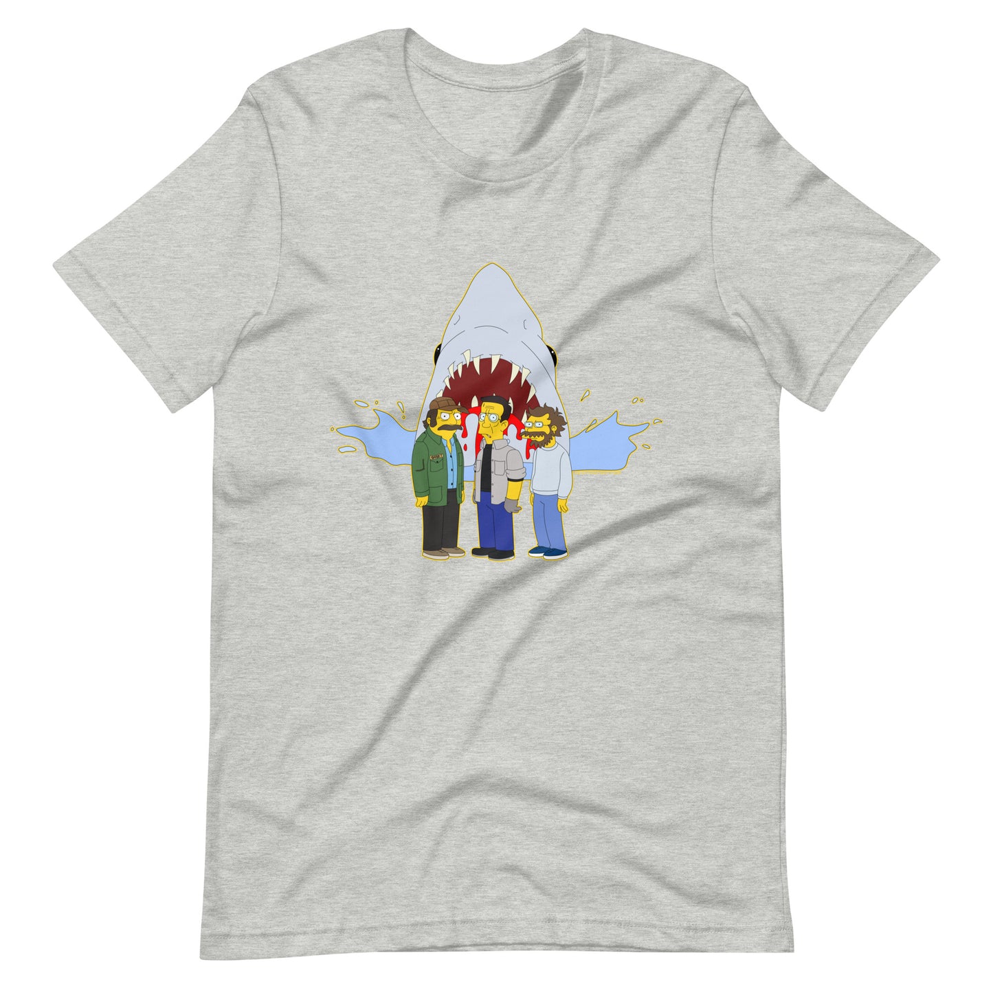 JAWS Inspired Simpsonized Quint Brody & Hooper Premium Unisex Crewneck T-shirt