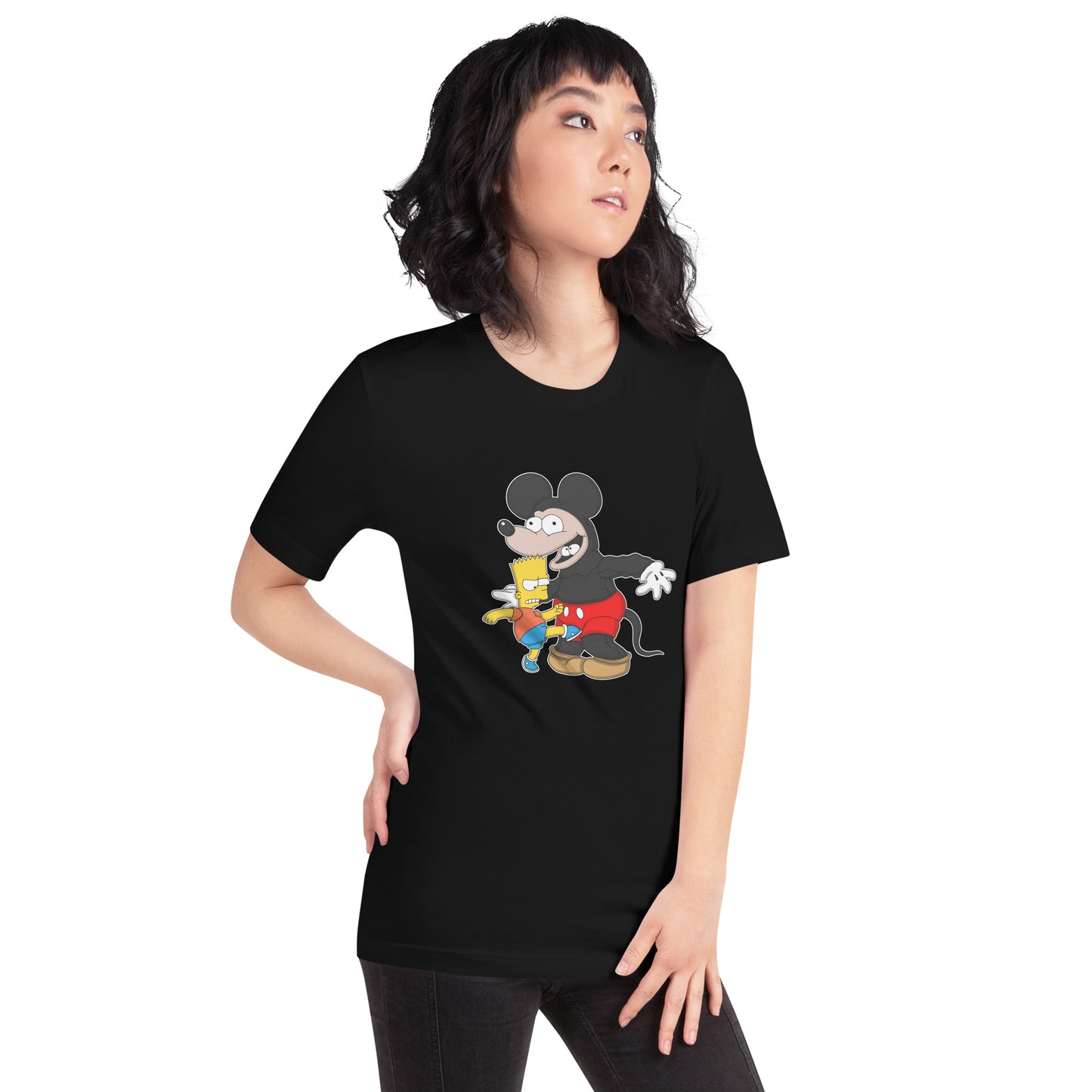Bart Kicking Mickey In The Crotch Unisex t-shirt