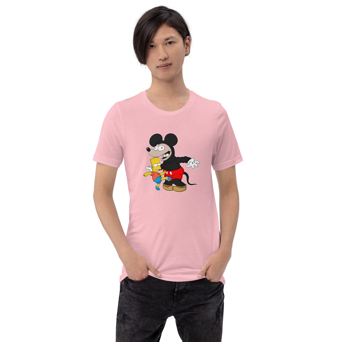 Bart Kicking Mickey In The Crotch Unisex t-shirt