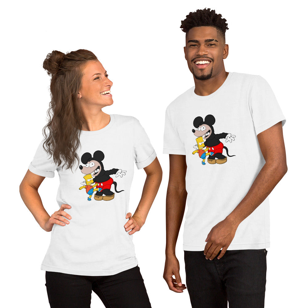 Bart Kicking Mickey In The Crotch Unisex t-shirt