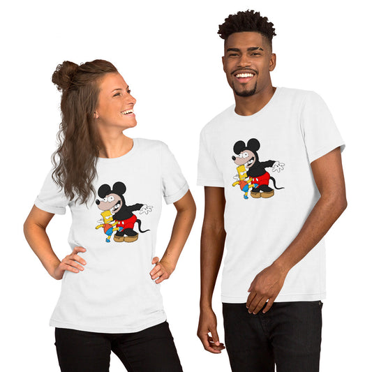 Bart Kicking Mickey In The Crotch Unisex t-shirt