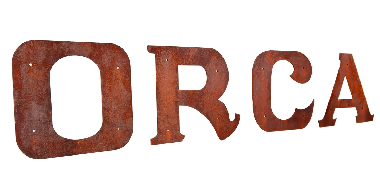 JAWS (1975) | ORCA Transom Letters – Full Scale Steel Reproductions