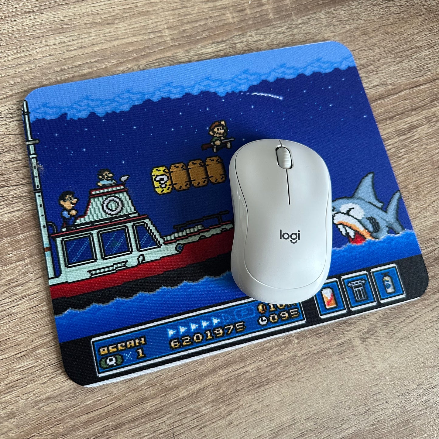 JAWS X Super Mario Bros Inspired Mouse pad