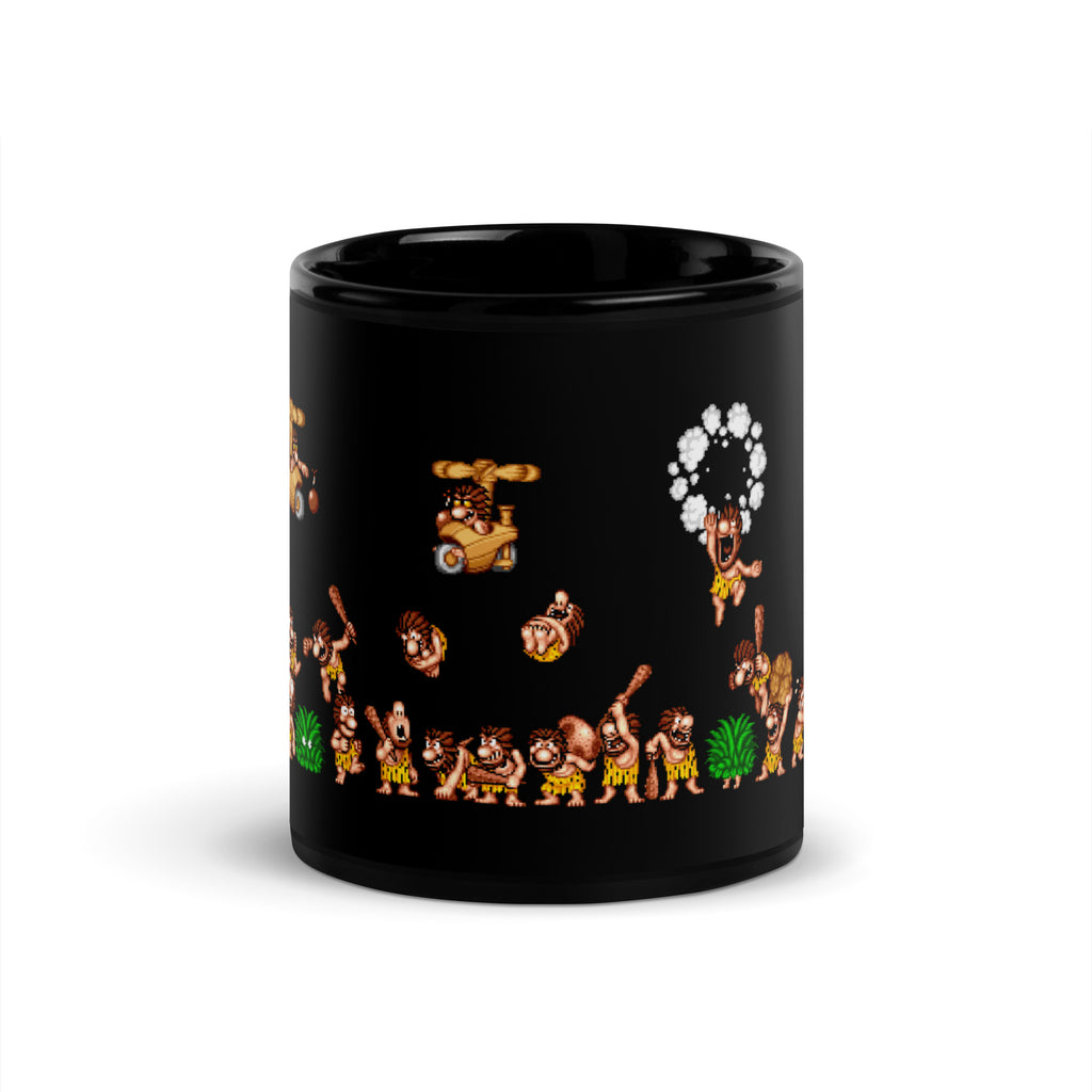 Caveman Melee Black Glossy Mug