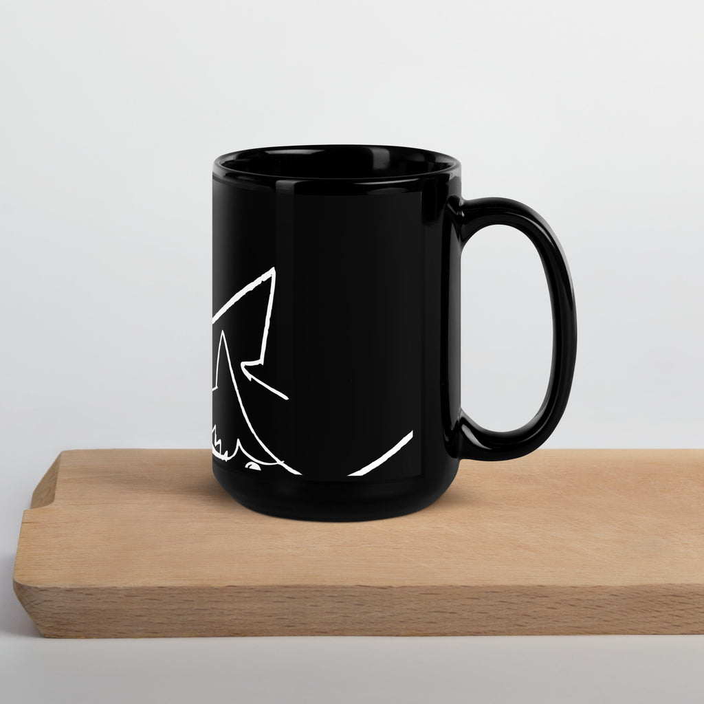 JAWS Inspired Quints Chalkboard Shark Black Glossy Mug