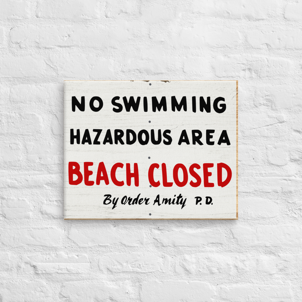 Beach Closed JAWS inspired Canvas