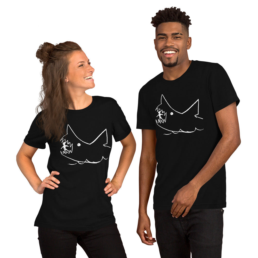 Quints Chalkboard Shark - JAWS Inspired Unisex t-shirt