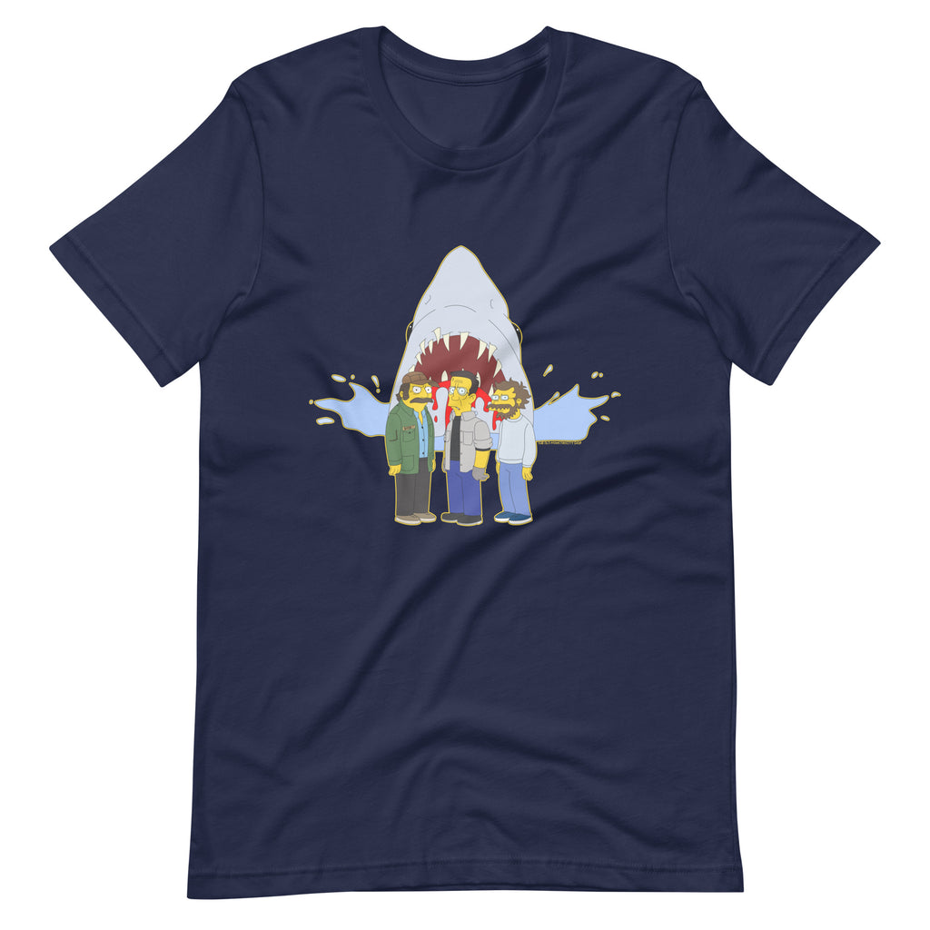 JAWS Inspired Simpsonized Quint Brody & Hooper Premium Unisex Crewneck T-shirt