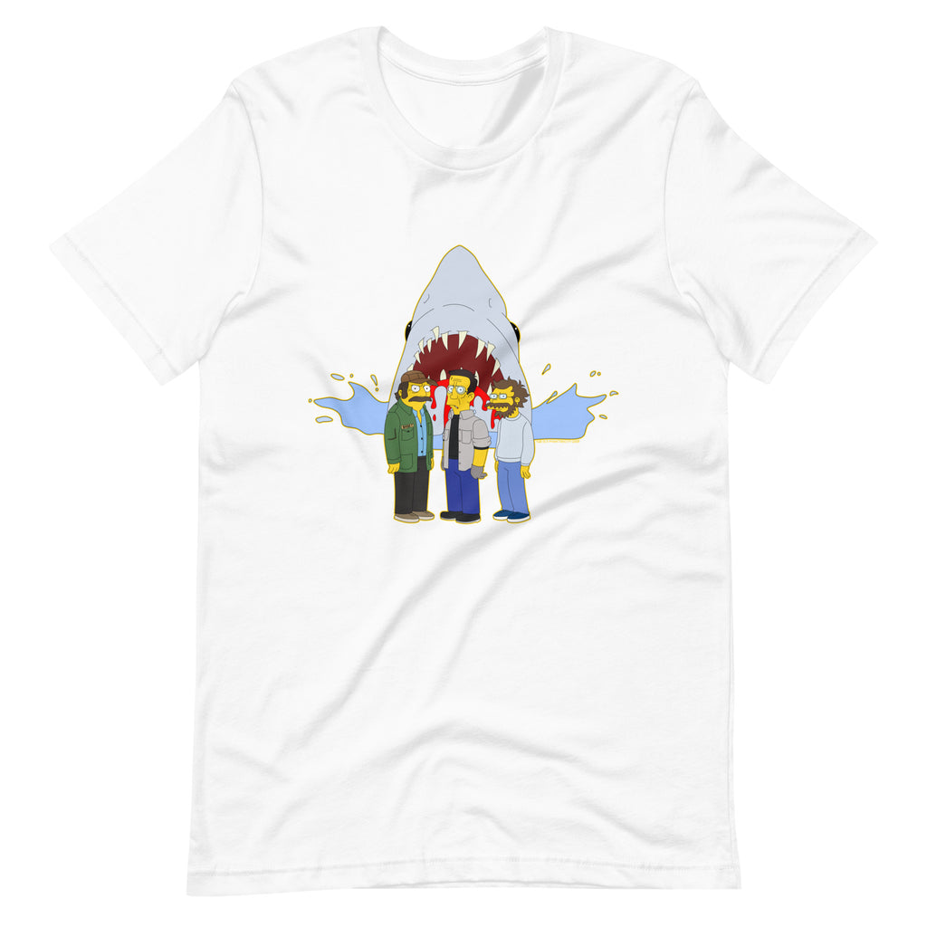JAWS Inspired Simpsonized Quint Brody & Hooper Premium Unisex Crewneck T-shirt